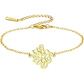kkjoy Lotus Flower Bracelet Stainless Steel Yoga Inspirational Jewelry for Women Charming Ladies