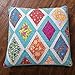 DaDa Bedding Bohemian Fairy Forest Glade Patchwork Cotton Quilted Sqaure Pillow Accent Euro Cover Case - Bright Vibrant Multi-Colorful Turquoise Teal Blue Diamond Floral Print -26