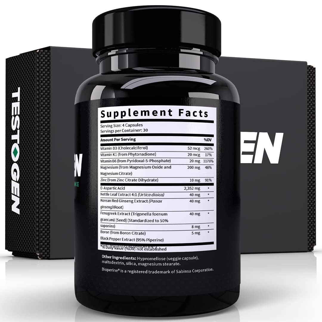 TestoGen Booster for Men - Natural Male Vitality Supplement to Combat Low Energy Levels, Fight Fatigue, Support Weight Control, Muscle Growth & Focus - 3-Month Supply