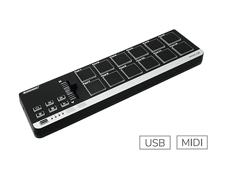 Omnitronic PAD-12 MIDI-Controller | USB-MIDI-Controller mit 12 Pads für Musiker, Produzenten und DJs | Performe und komponier