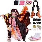 Nhorrobat Full Set Anime Halloween Costume For Womens Party Role Cosplay Cloak Kimono Outfit W/Slippers Wig