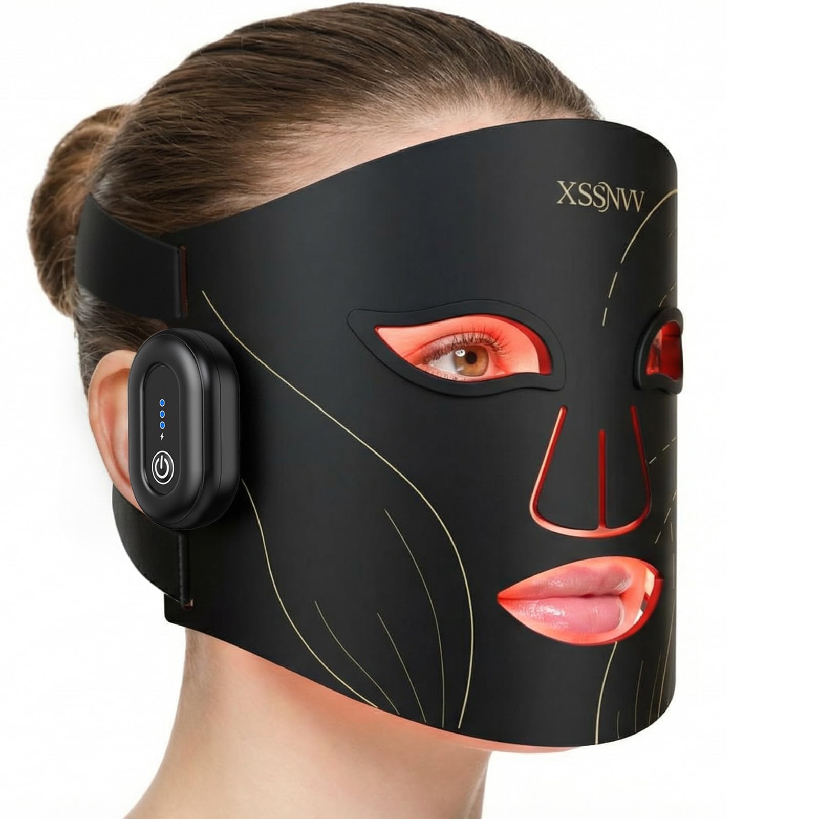 Photo 1 of Red Light Therapy Mask for Face – 4 Mode Cordless LED Face Mask with 850NM Infrared, Red, Blue & Amber Light, 10-Min Timing Function, 272 LED Beads, Eyes Protection, Rechargeable for At-Home & Travel