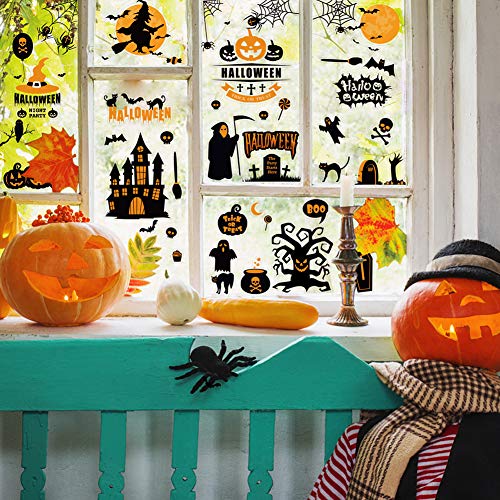 192PCS Halloween Window Clings, Halloween Window Stickers for Home Holiday Decor, 12sheets