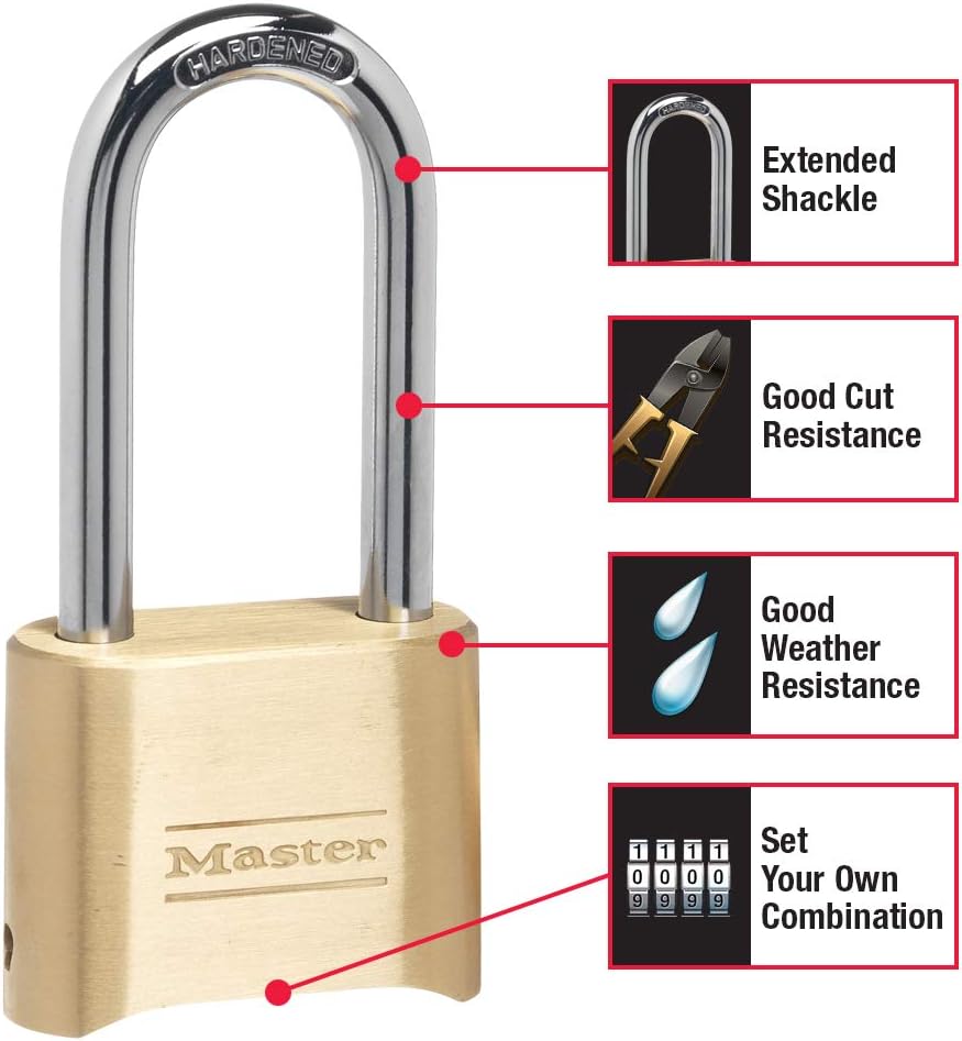 Master Lock 175DLH Set Your Own Combination Padlock 2-1/4 in. Shackle Brass Finish - Padlocks - 