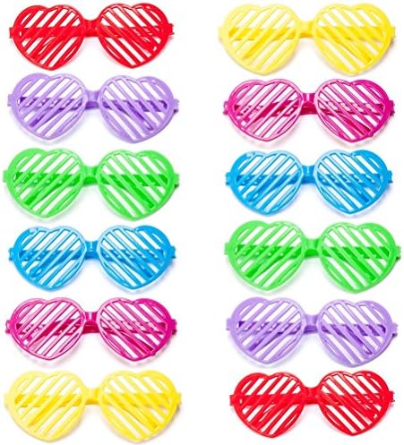 ModestLuxury Party Eyeglasses Frames Colorful Cute Shutter Heart Glasses Frame Costume Props Decorations Favor for Kids Women Christmas Wedding Valentine’s Day Thanksgiving Holiday, 12 Pack