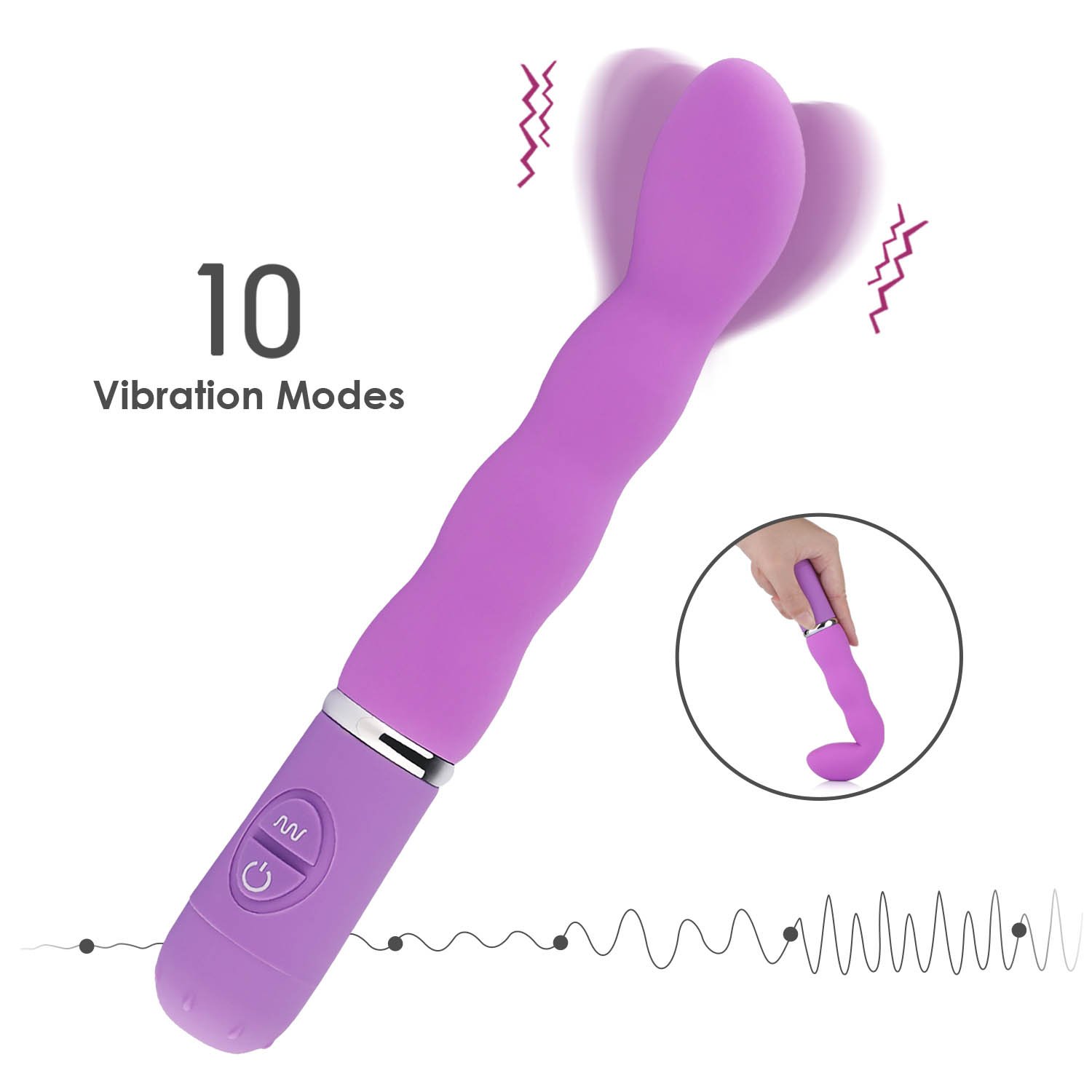 CRDC Life Upgrade 10 Modes Silicone Vibrator G-spot Vibration Clitoral Stimulate Massager Masturbation in Purple