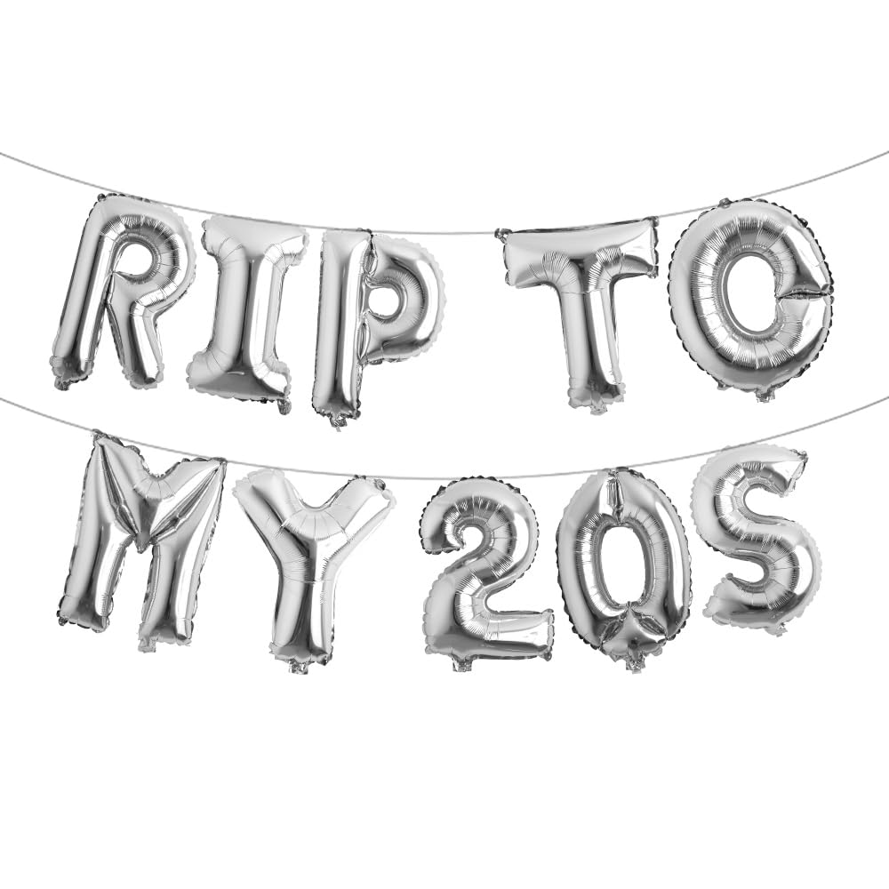 Écharpe Anniversaire "RIP To My 20s" Pour 30 Ans - Décoration Fun Et Décalée - Tissu Noir (env. 80x9,5 Cm)