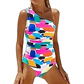 Daci One Shoulder One Piece Swimsuits for Women Tummy Control Bathing Suits Modest Full Coverage Slimming Swimwear
