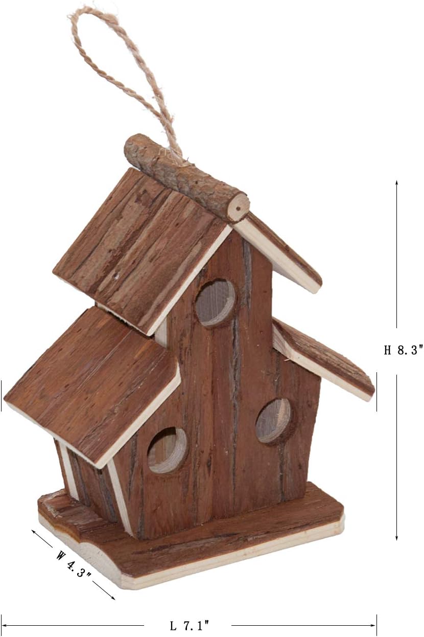 Flying Spoon Wooden Bird Houses, Handmade Hanging Birdhouse for Indoor & Outdoors Decor Garden Patio Decorative for Bluebirds, Wrens & Chickadees (3 Holes) : Garden & Outdoor