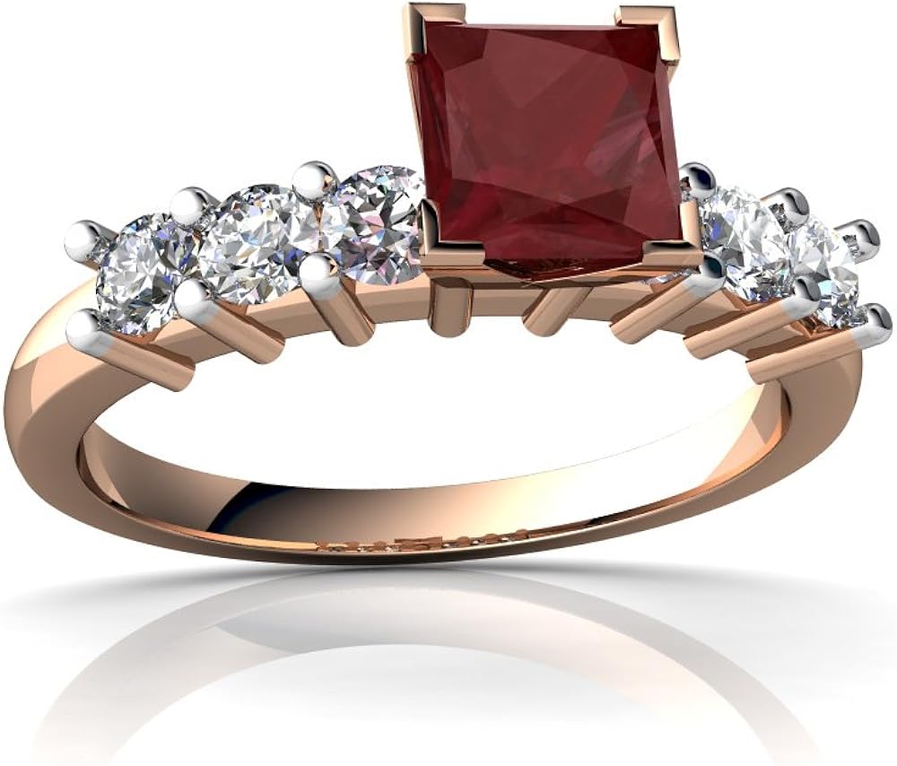 14kt Gold Ruby and Diamond 5mm Square Engagement Ring | Amazon.com