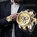 JIANGYUYAN Mens Big Heavy Analog Quartz Watch Silicone Band Gold 217302