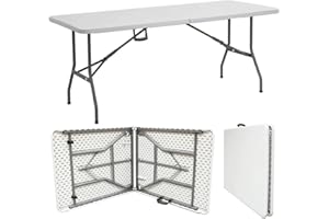 Amazing for less 8ft Folding Table White Plastic Portable Long Foldable Tables Indoor Outdoor Party Picnic Camping Fold Table 8 Foot (4ft, 6ft, 8ft)