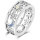 Hapour 925 Sterling Silver Rings for Women Cubic Zirconia Eternity Bands for Women Stackable Vintage Rings Statement Rings