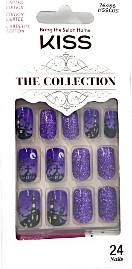 Kiss Medium Length Purple Nails 76466 Halloween Night