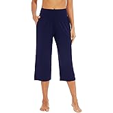 WiWi Viscose from Bamboo Soft Capri Yoga Loose Pants for Women High Waisted Comfy Pjs Capris Lounge Pajama Bottoms S-XXL