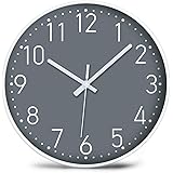 iMotion Wall Clock 12'' Non-Ticking,Silent Battery Operated Modern Simple Style with ABS Frame HD Glass Cover for Kids Living