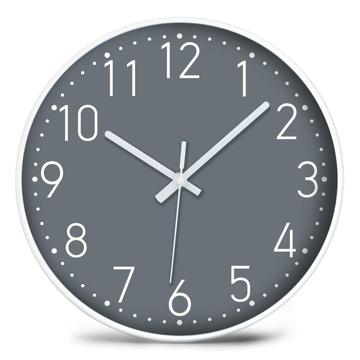 Coslife YUNDO Wall Clock Silent & Non Ticking Moder Quartz 12"- Battery Operated Digital Quiet Sweep Office/home/school/Kitchen Decor Clocks(Grey)