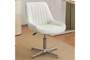 Swivel Office Chair Cross Legged Desk Chair No Wheels Mid Back Armless Task Chairs with Wide Seat Height Adjustable Computer 