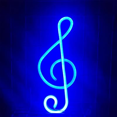 ENUOLI Musical Note Neon Sign Blue LED USB Battery Night Light