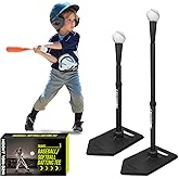 Eastgoing Baseball Tee for Kids, Adjustable 19"-32" Height Telescopic Molded Rubber Tee, Batting Tee,Youth Hitting Tee, Softb