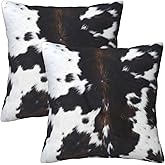 famliihw Cow Print Throw Pillow Covers Square Cushion Highland Cattle Pillowcase Set of 2 for Sofa Couch Home Decor 18 X 18 in