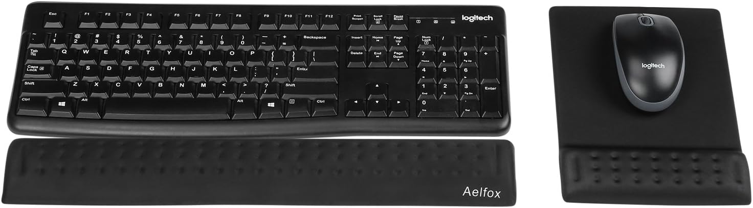 Aelfox Memory Foam Keyboard Wrist Rest&Gaming Mouse Pad with Wrist Support, Ergonomic Wrist Pad for Office, Home Office, Laptop, Desktop Computer, Gaming Keyboard