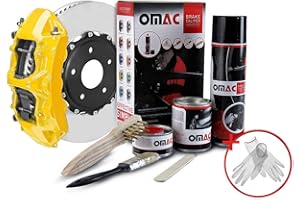 OMAC High Temperature Brake Caliper Paint System Kit, Heat Resistant Coating, Epoxy Paint Based System, California Yellow (Gl