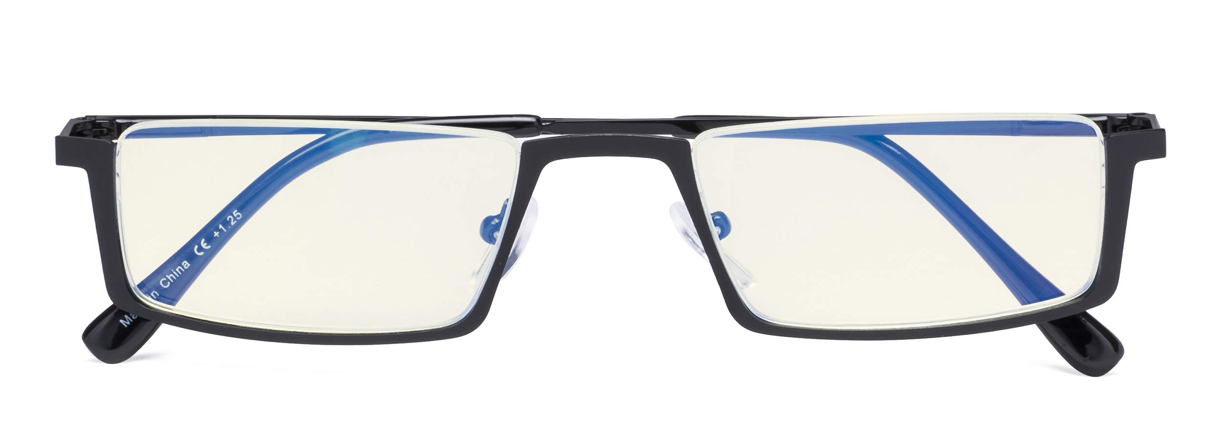 CessBlu Blue Light Filter Glasses Men Women Reading Computer Half-rim Reader Eyeglasses(Black) +0.75