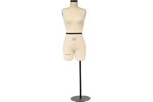 DE-LIANG Half Scale Dress Form Size 10 (Not Adult Full Size) Mini Mannequin for Sewing Pattern Making Dressmaker Dummy for Draping,1/2 Size Tailor Trouser Female Model Beige,Newest Style