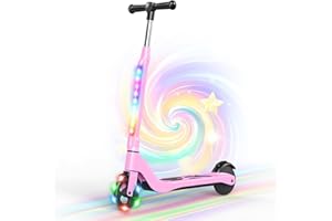 SISIGAD Electric Scooter for Kids Ages 6-12, LED Light-Up Deck, Kids Scooters with 3 Adjustment Levels Handlebar to 36 Inches High,5.3" Wheel UL Certificated Kick Scooter