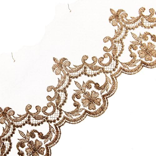 130mm Wide Gold Metallic Rayon Embroidery Scalloped Lace Trim for Bridal Wedding lace by Annielov Trim #352