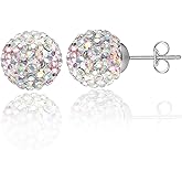 AOEDEJ 1 Piece Disco Ball Earrings for Women Silver Ball Earrings Crystal Earrings Studs Silver Crystal Earrings Cubic Zirconia
