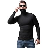 SALNIER Men Basic Turtleneck Slim Fit Long Sleeve Pullover Top Solid Thermal Knitted T Shirt Sweaters Soft Lightweight Shirt