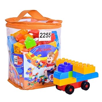 Bettersphere Basic Blocks-88Pcs in PVC Carry Bag, (Multi Color)