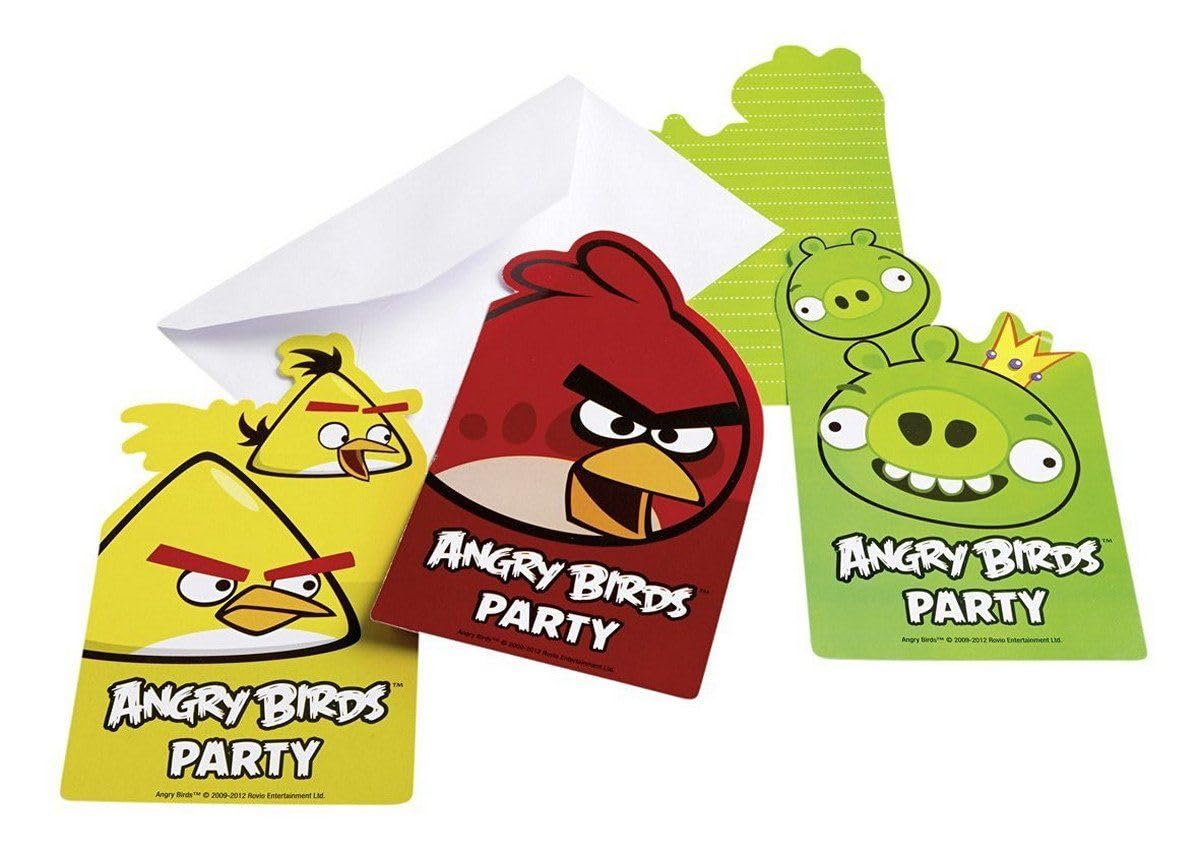amscan Angry Birds Birthday Invitations (x6)