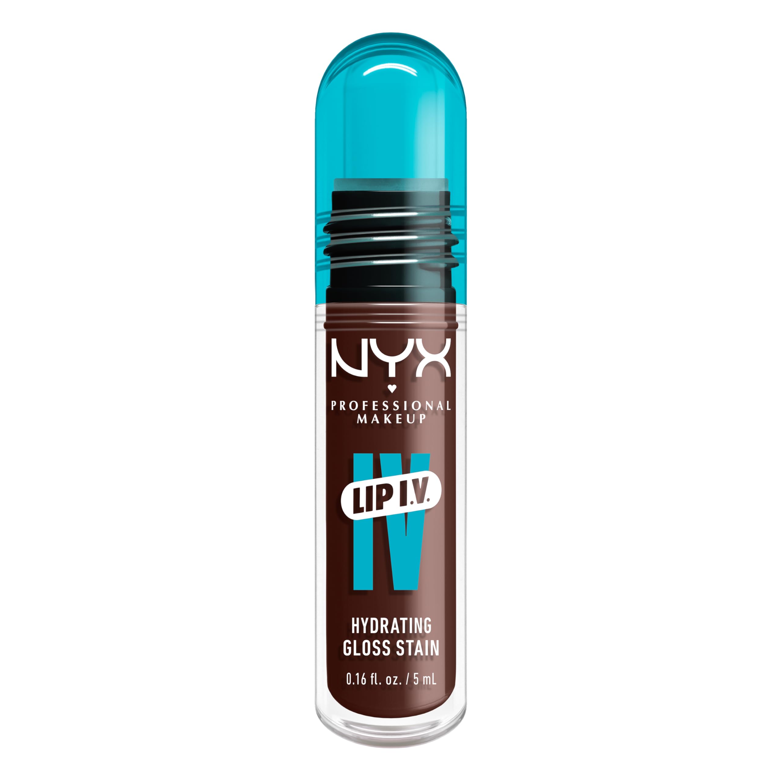 NYX Professional Makeup Lip Gloss and Lip Stain, Lip IV Hydrating Gloss Stain, Up to 12 Hour Hydration, High Pigment, Wet Shine Finish, Shade: Espresso Soak