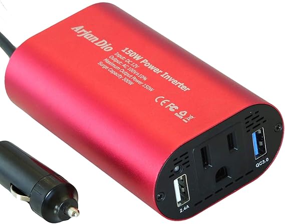 Amazon Quick Charge 3 0搭載 Arjandio インバーター 12v シガーソケット コンセント カーインバーター 150w Usb 車載充電器 Dc 12v Ac 100v Qc3 0 国内メーカー正規品 Ard 402qc インバーター コンバーター 車 バイク