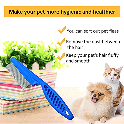Pet Steel Grooming Comb, Cat Dog Shedding Brush Tear Stain Remover Combs with Short to Long Hair, Steel Comb Gently and Effectively Removes Tangles, Crust, Mucus and Stains from Your Pets