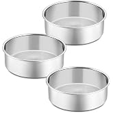 P&P CHEF 5 Inch Round Cake Pan Set of 3, Stainless Steel Baking Cake Pans | Round Baking Cake Pan Bakeware for Layer Birthday