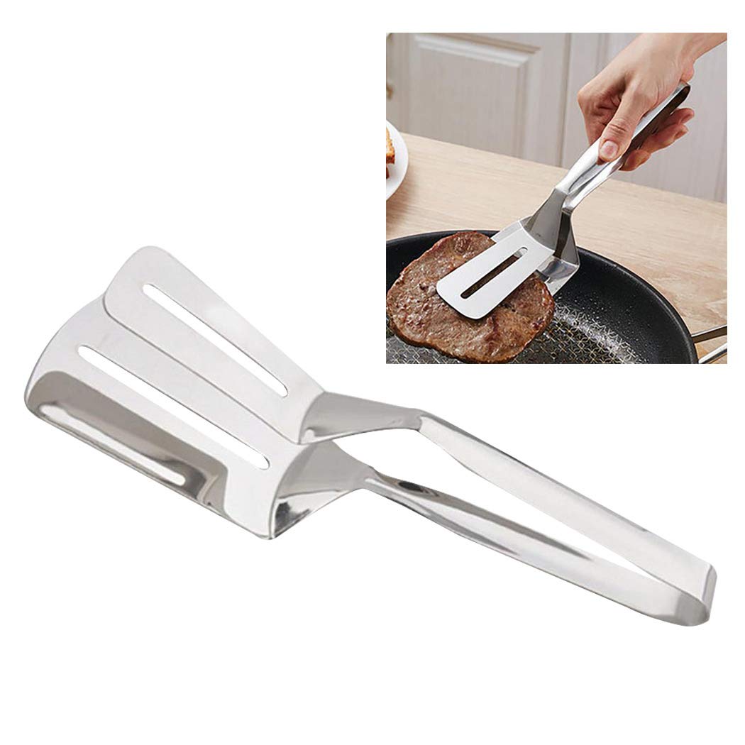 SIPLIV Stainless Steel Kitchen Food Tongs Multipurpose Gripper Barbecue Clip Steak Fried Shovel Baking Tools Pizza Pancakes Bread Clip