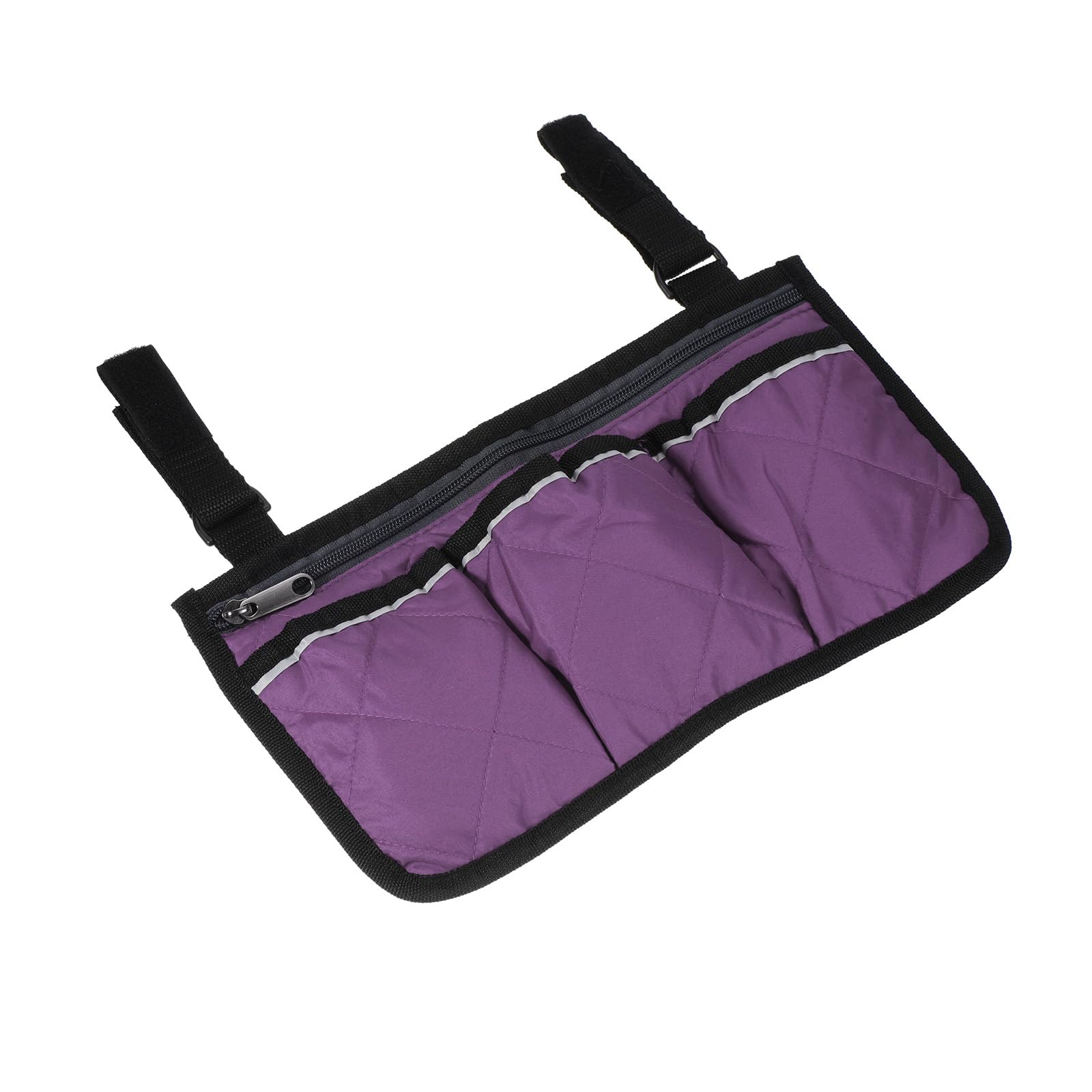 M METERXITY Chair Armrest Organizer - Polyester 4 Pockets Snack Magazine Arm Rest Storage Bag with Adjustable Straps, Apply to Camping/Fishing/Picnic (Purple)