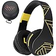 PowerLocus Bluetooth Over-Ear Headphones, Wireless Stereo Foldable Headphones Wireless and Wired Headsets with Built-in Mic, Micro SD/TF, FM for iPhone/Samsung/iPad/PC (Black/Yellow)