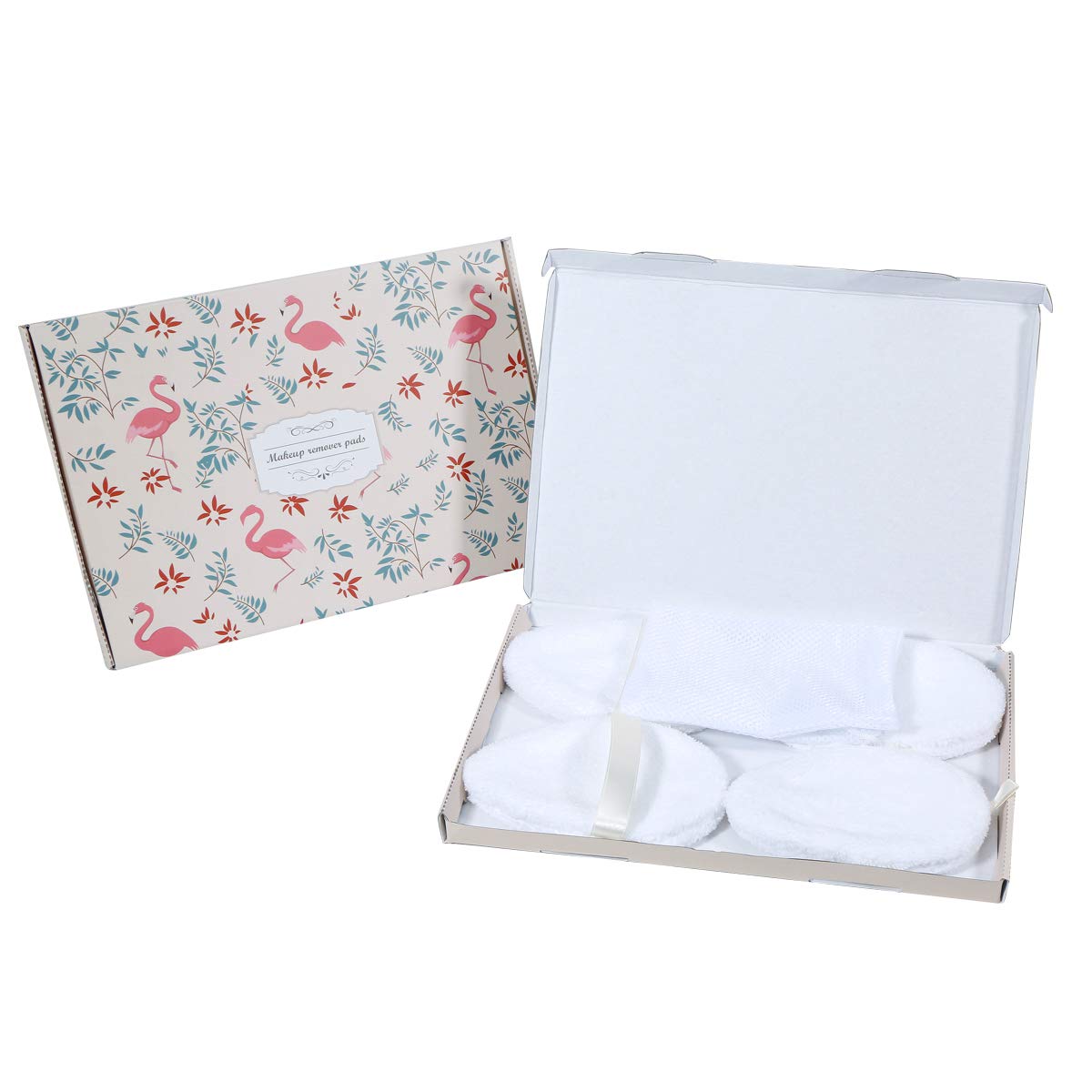 Reusable Cotton Pads 4Packs,Makeup Remover Washable Bamboo Cosmetic Pad with Laundry Bag（White）