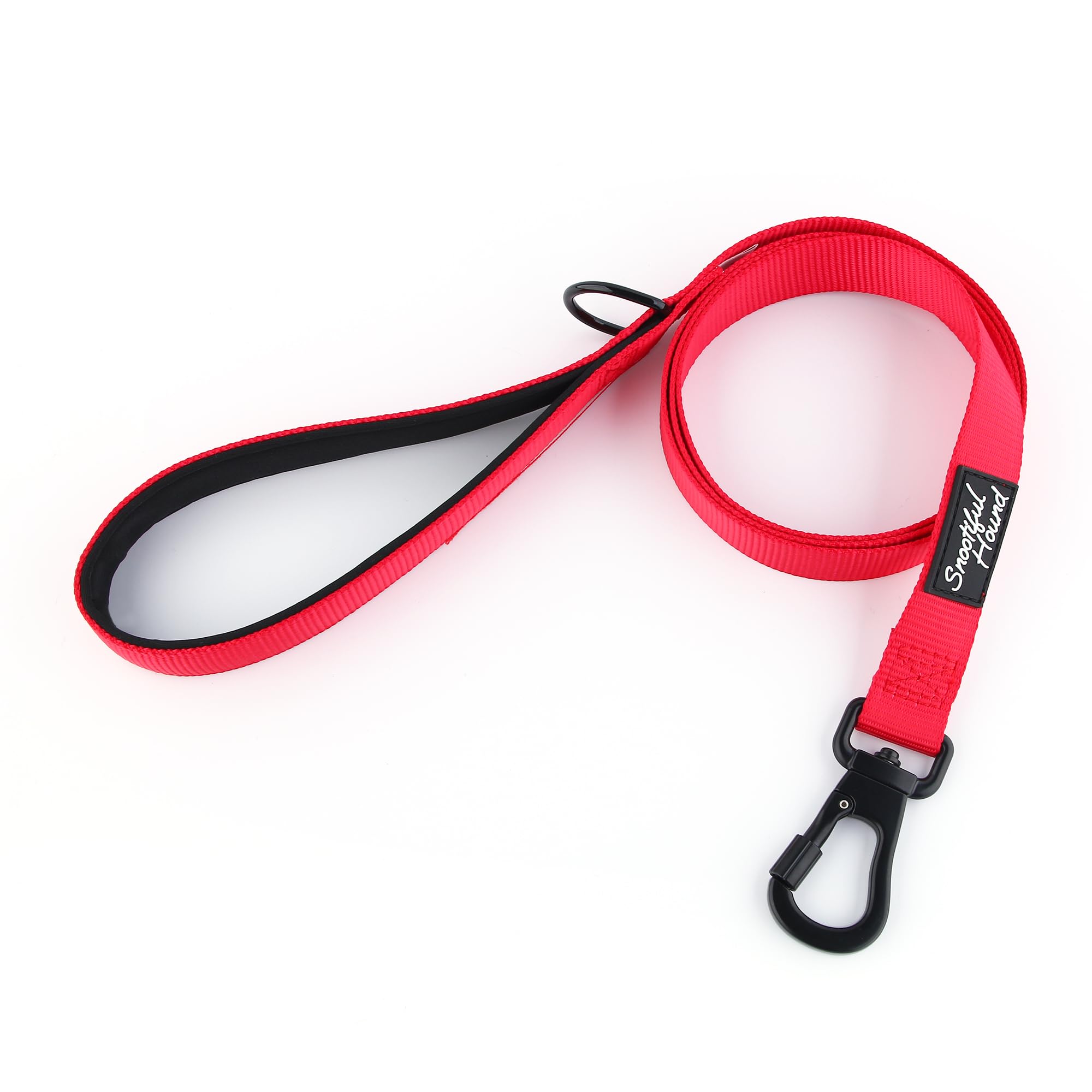 Snootiful Hound Secure Locking Dog Lead with Padded Handle - Carabiner Dog Leash - Anti Theft (Red, 200cm)