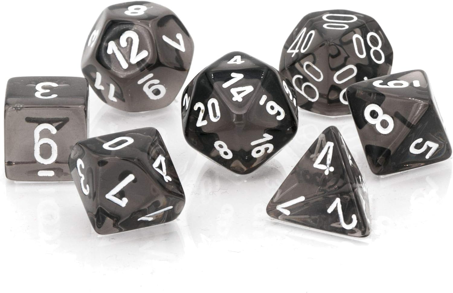 Chessex Translucent: 7pc Smoke/White,Grey