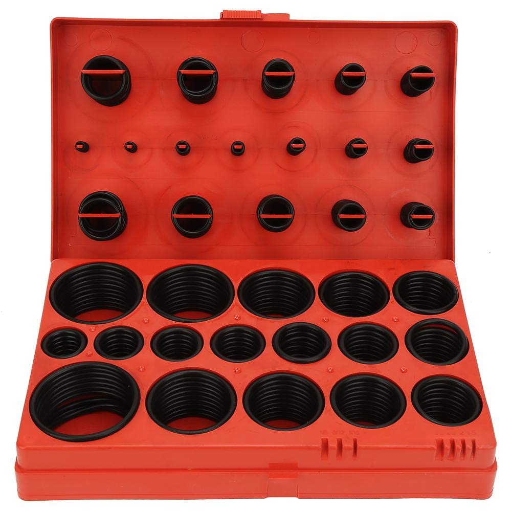 Asixx O-ring Set, 419PCS 32 Sizes Black O-ring Assortment Rubber Seal Gasket Kit with Box for Sealing for Cylinder, Automobile, Valve, Chemical Pipeline, Roller, etc.