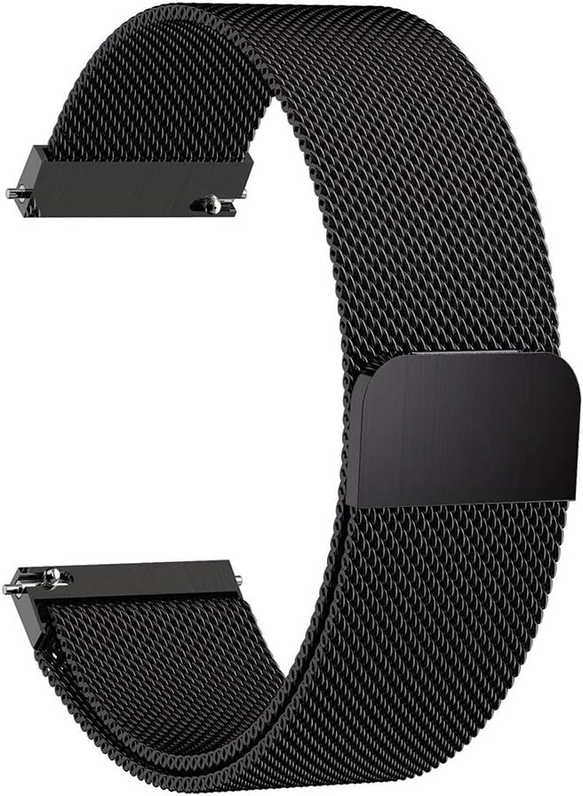 wpOP59NE Watch Band for Samsung Galaxy Watch Active Gear S3 Magnetic Metal Mesh Wrist Strap 20/22mm Black 20mm