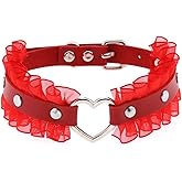 eYLun Women Gothic Goth Adjustable Choker, Lace Heart Punk Leather Collar Necklaces