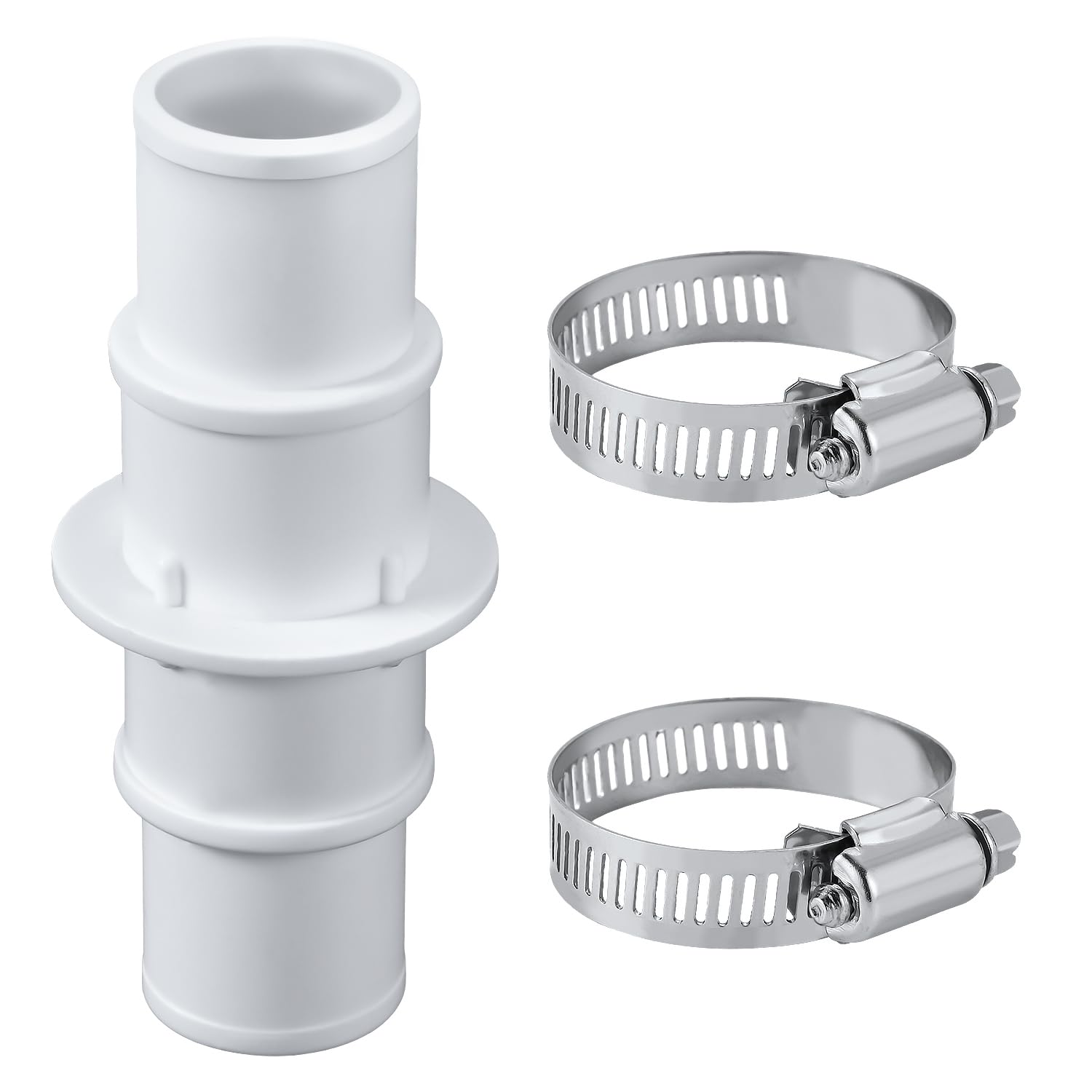 lasuroa Pool Hose Connector, with 2pcs Stainless Steel Hose Clamps 1-1/4" or 1-1/2" Pool Hose Adapter Pool Hose Coupling Pool Vacuum Hose Fittings for Swimming Pool Vacuum Cleaners Filter Pump Hoses