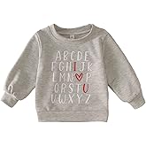 AG AGUU Valentines Sweatshirt for Toddler Baby Boy Girl ABC I LOVE U Heart Shirt Holiday Outfit Long Sleeve Tops Clothes